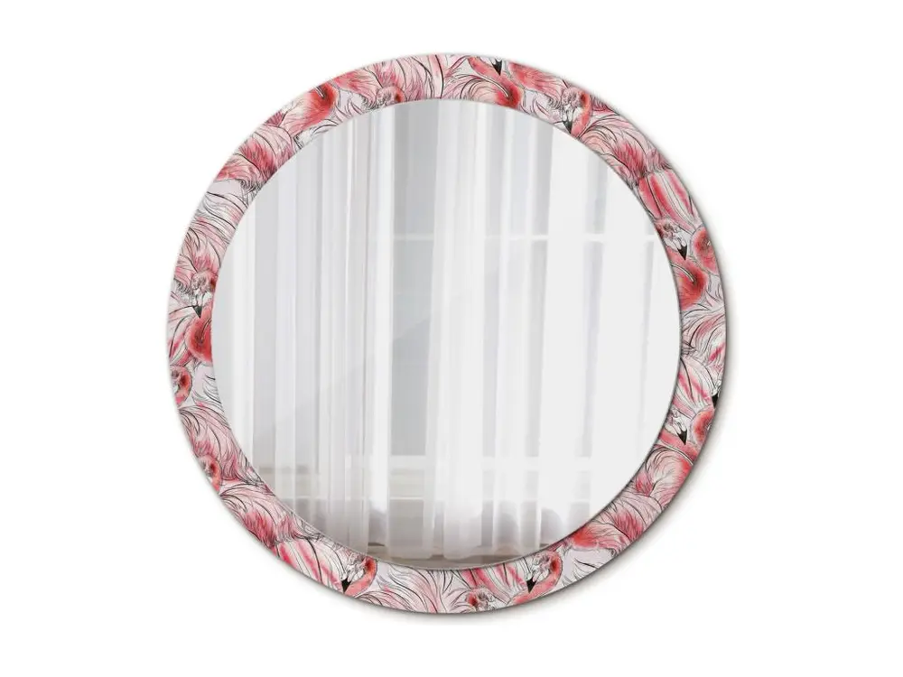 Miroir rond décoratif - Flamants roses - 90 cm