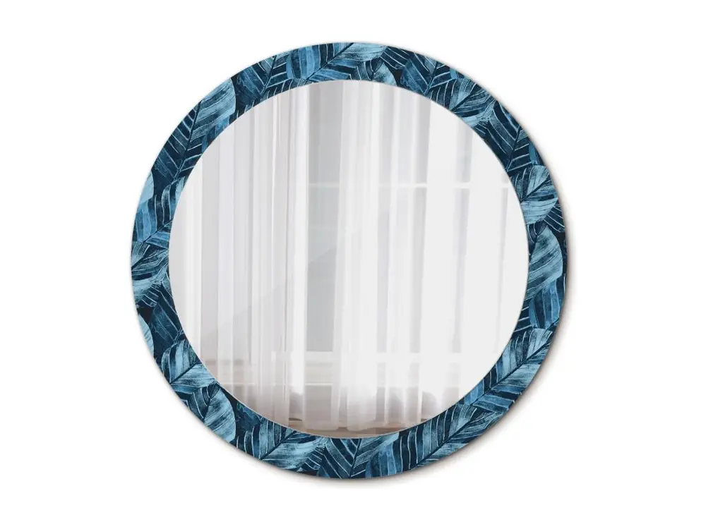 Miroir rond décoratif - Feuilles de jungle - 80 cm