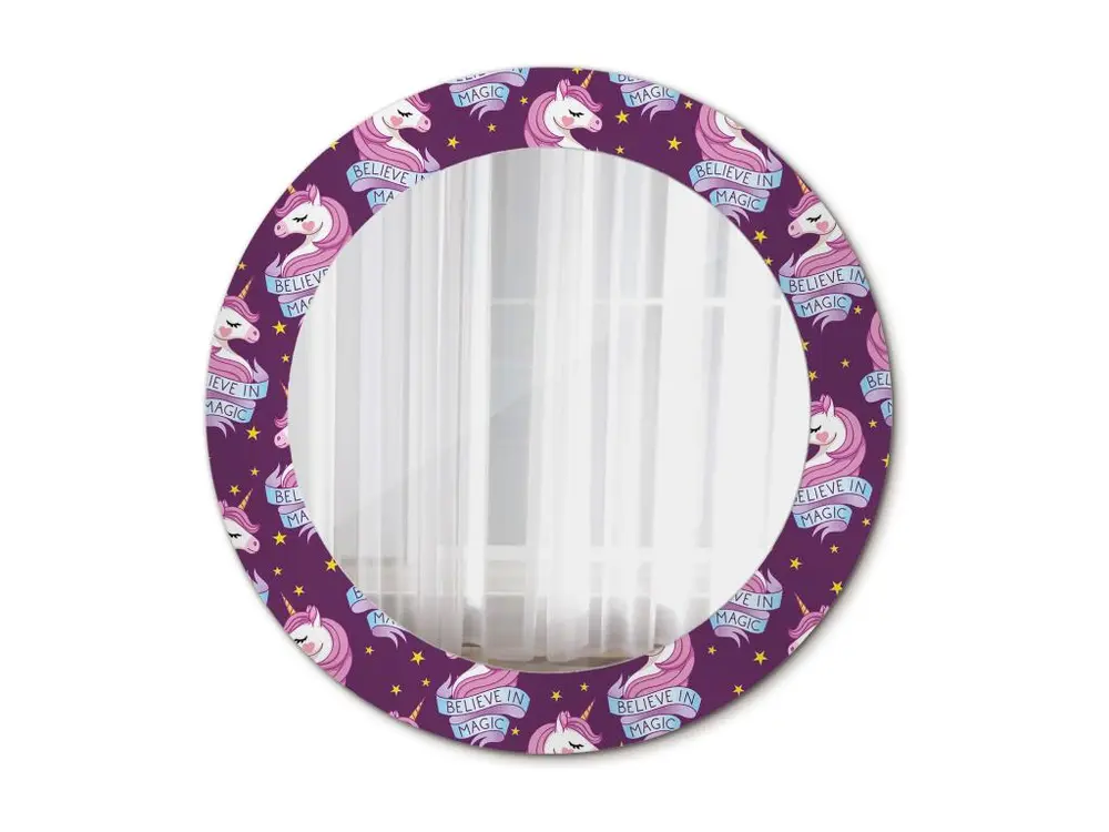 Miroir rond décoratif - Licorne étoiles - 60 cm