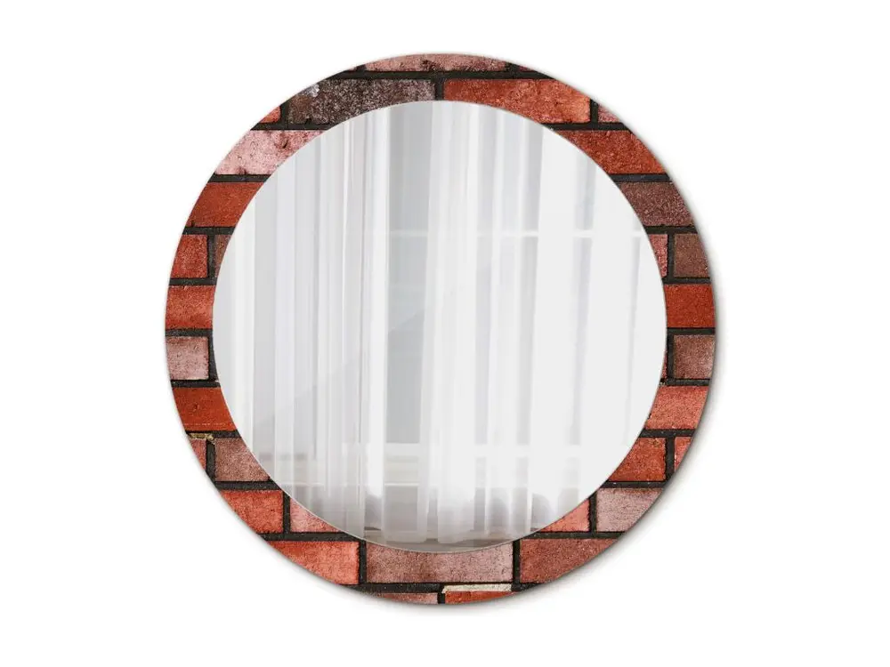 Miroir rond décoratif - Brique rouge - 80 cm