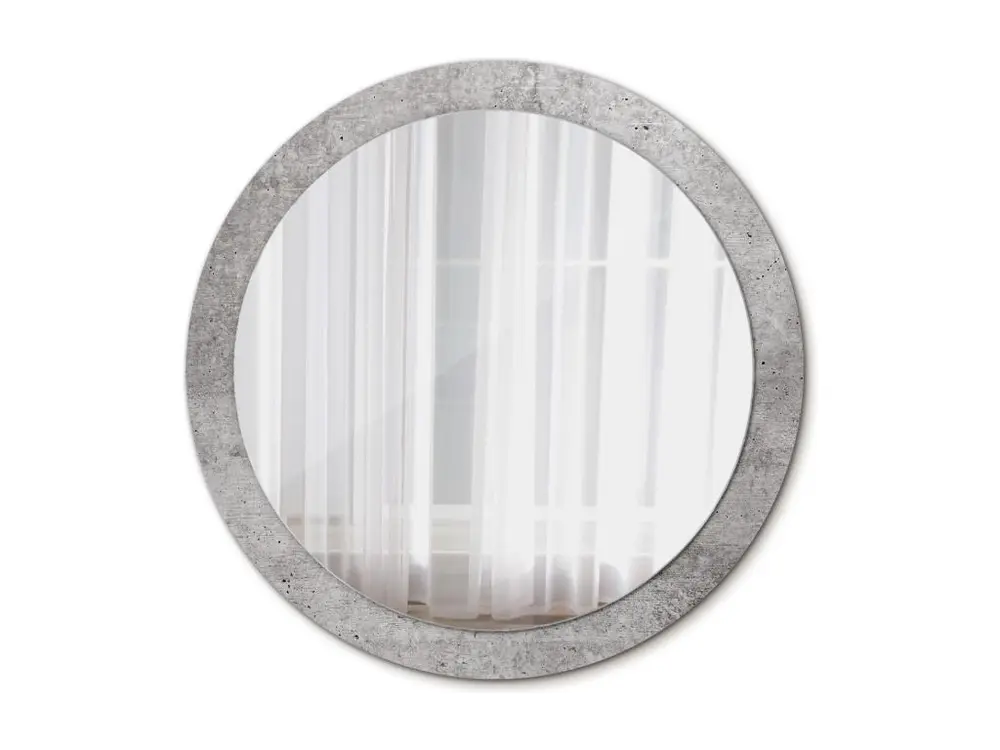 Miroir rond décoratif - Béton gris - 90 cm