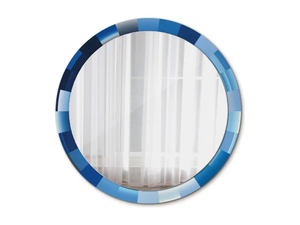 Miroir rond décoratif - Bleu abstrait - 100 cm