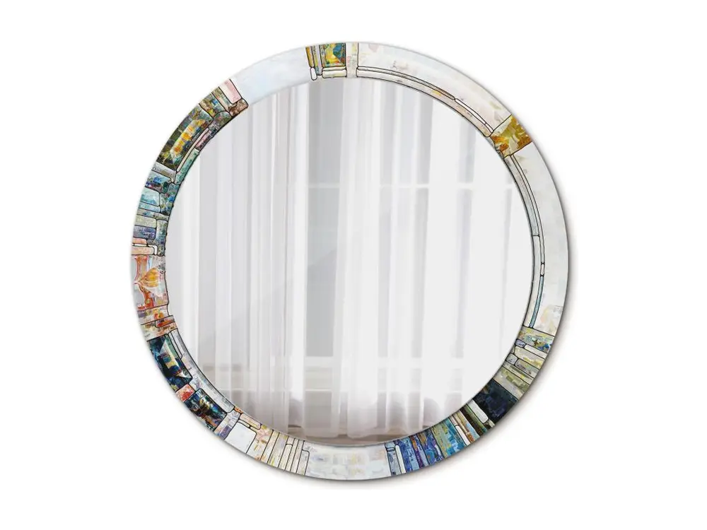 Miroir rond décoratif - Vitrail - 90 cm