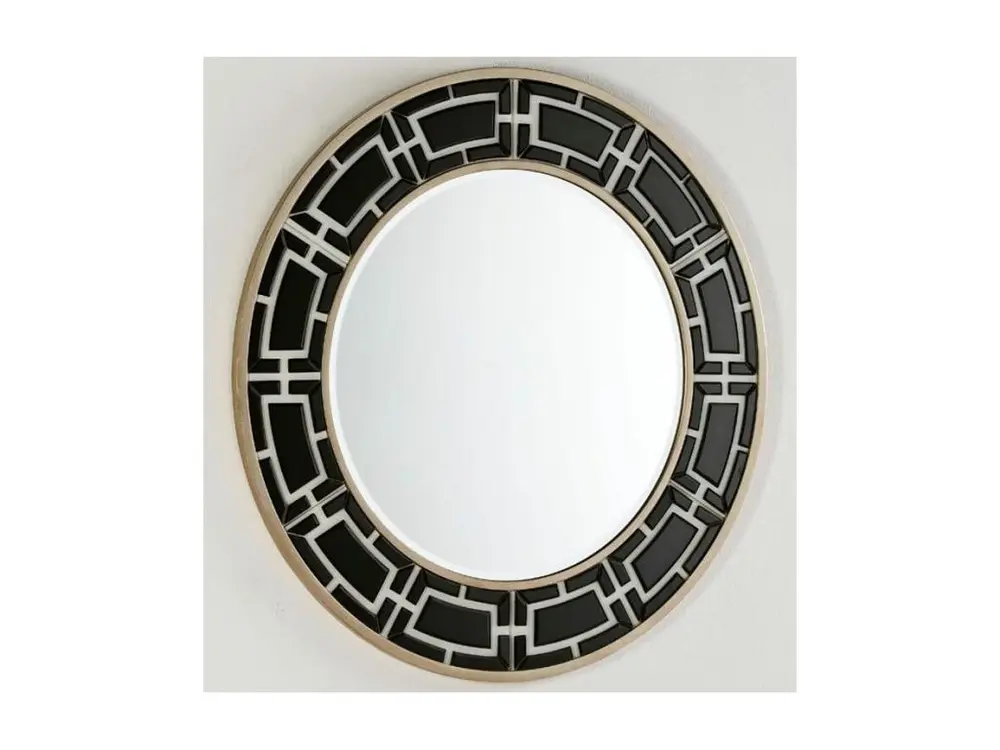 Miroir mural rond verre noir et blanc Octy 110