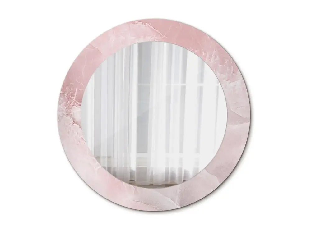 Miroir rond décoratif - Pierre rose - 60 cm