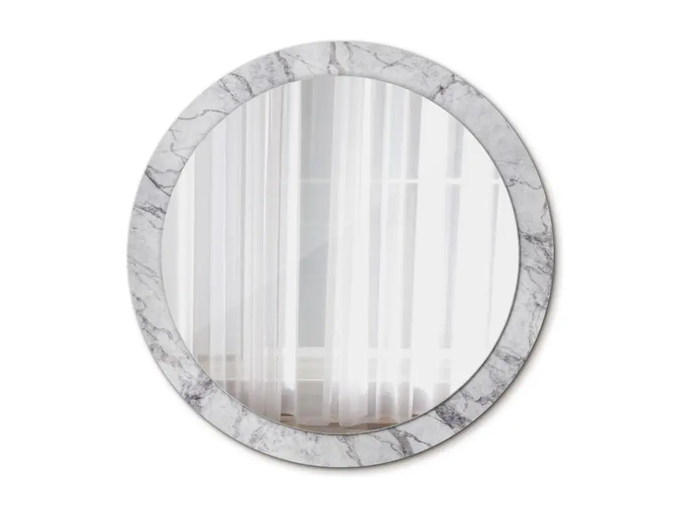 Miroir rond décoratif - Marbre blanc - 90 cm