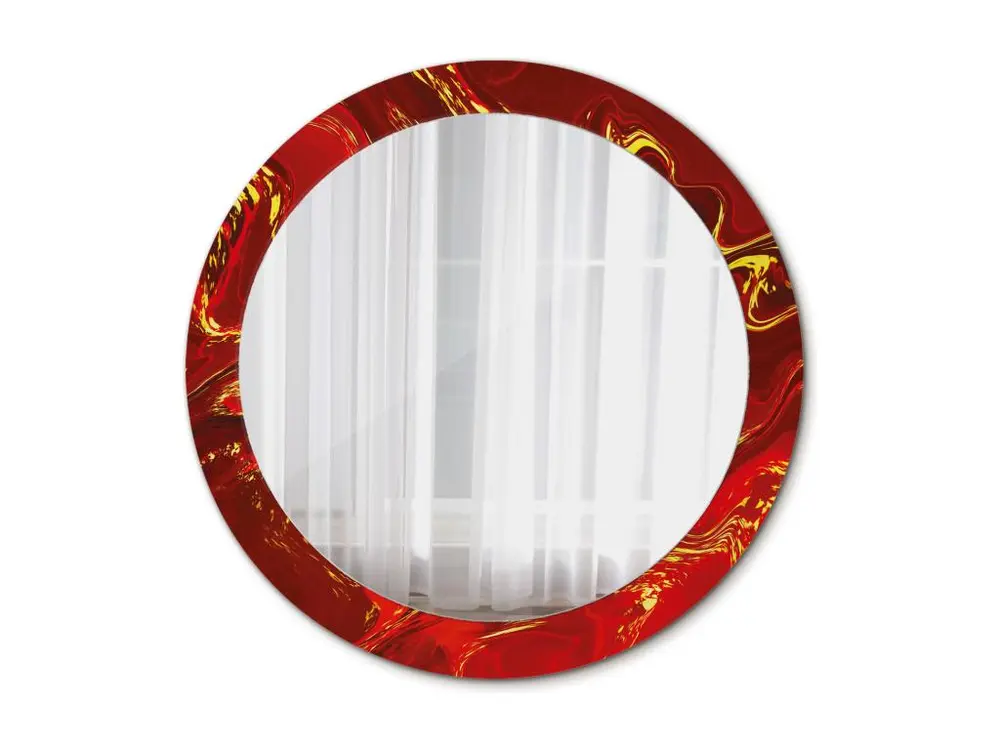 Miroir rond décoratif - Marbre rouge - 80 cm