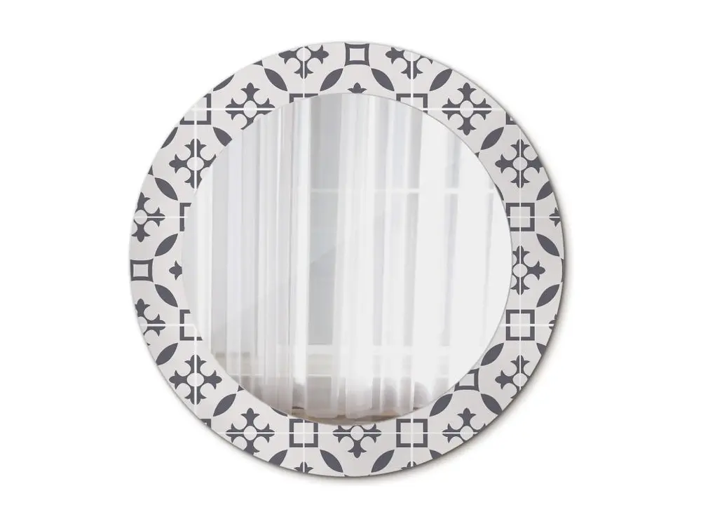 Miroir rond décoratif - Motif carrelage - 60 cm