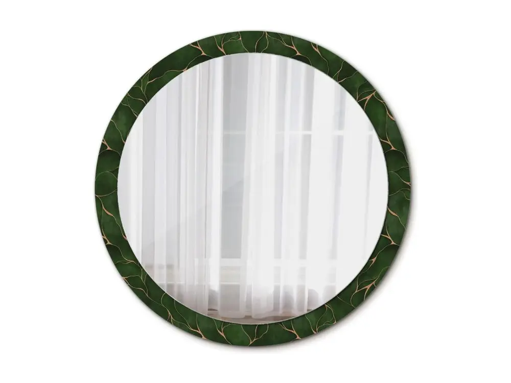 Miroir rond décoratif - Feuille abstraite - 100 cm