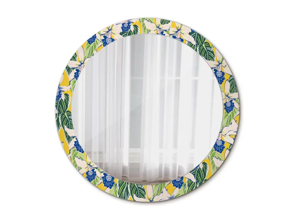 Miroir rond décoratif - Orchidées - 80 cm