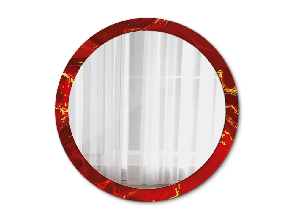 Miroir rond décoratif - Marbre rouge - 100 cm