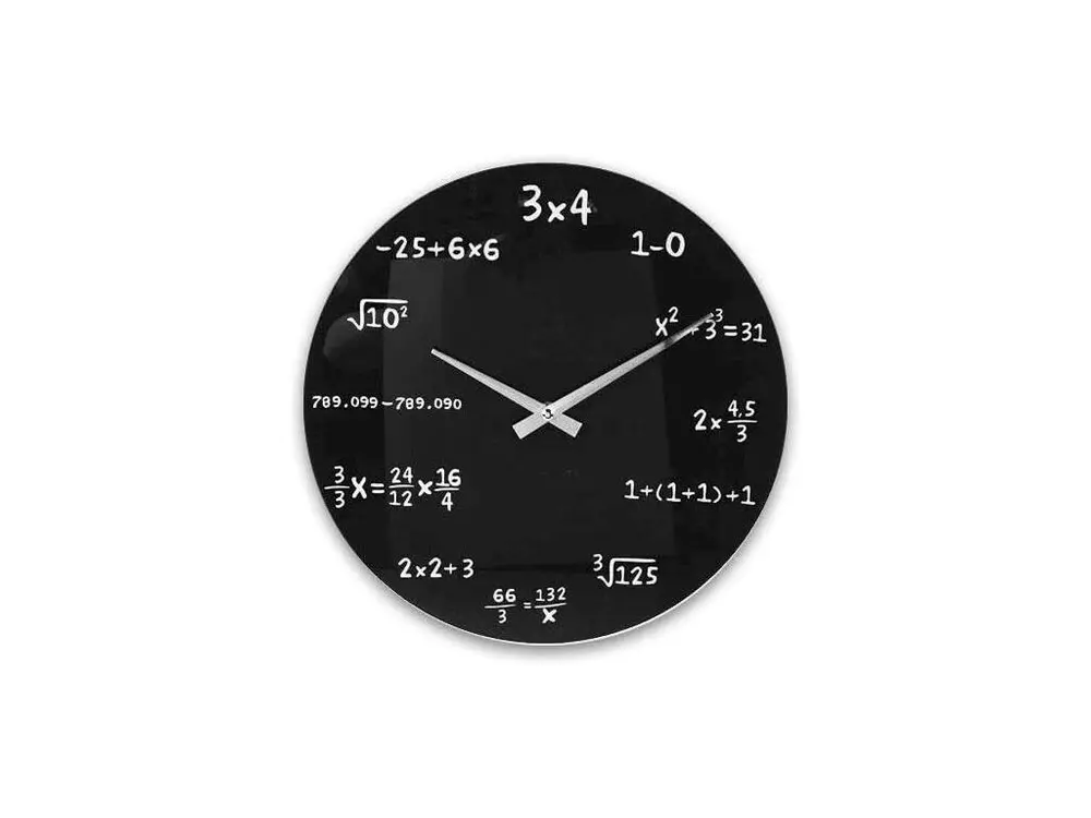 Horloge murale mathématique en verre - Noir - D 36 cm