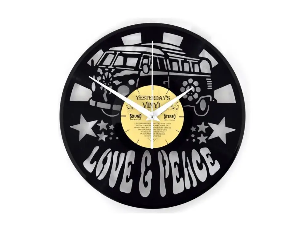 Horloge vinyle recyclé LOVE & PEACE