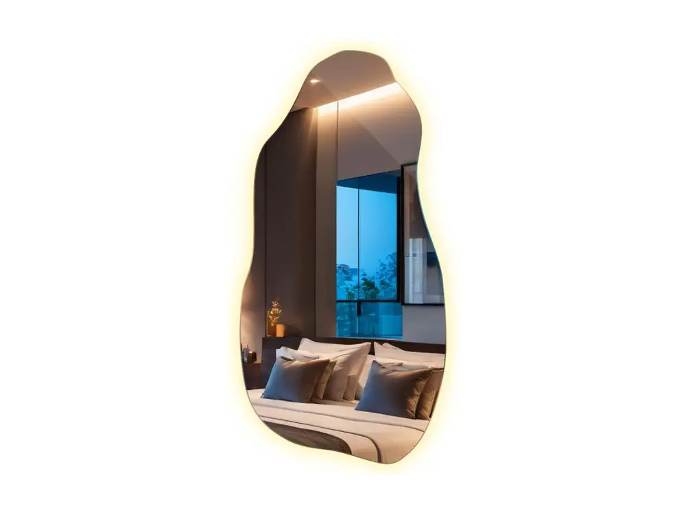 Miroir mural LED pour salle de bain, loft moderne, chambre à coucher, salle de bain 40 cm x 80 cm – lumière chaude