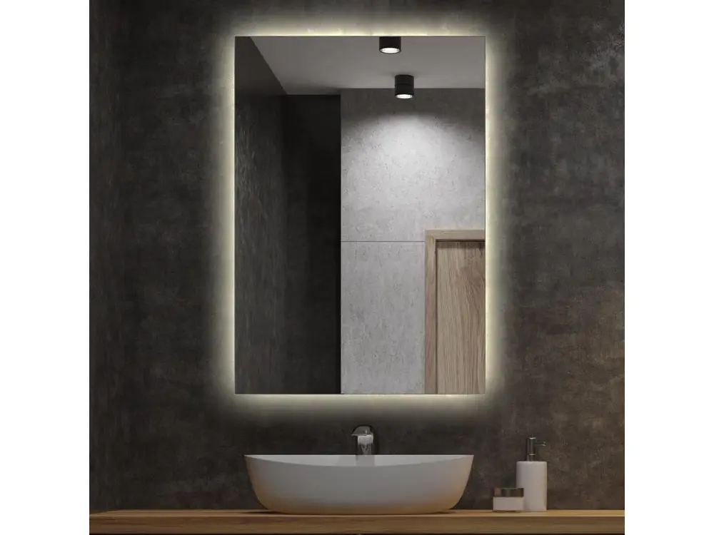 Miroir lumineux LED pour le salon, la chambre, 100 cm x 70 cm Lumière chaude