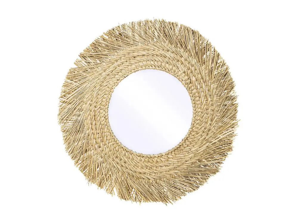 Miroir Mural - Design Rond Boho Bali (60 cm) - Rewu Bois naturel