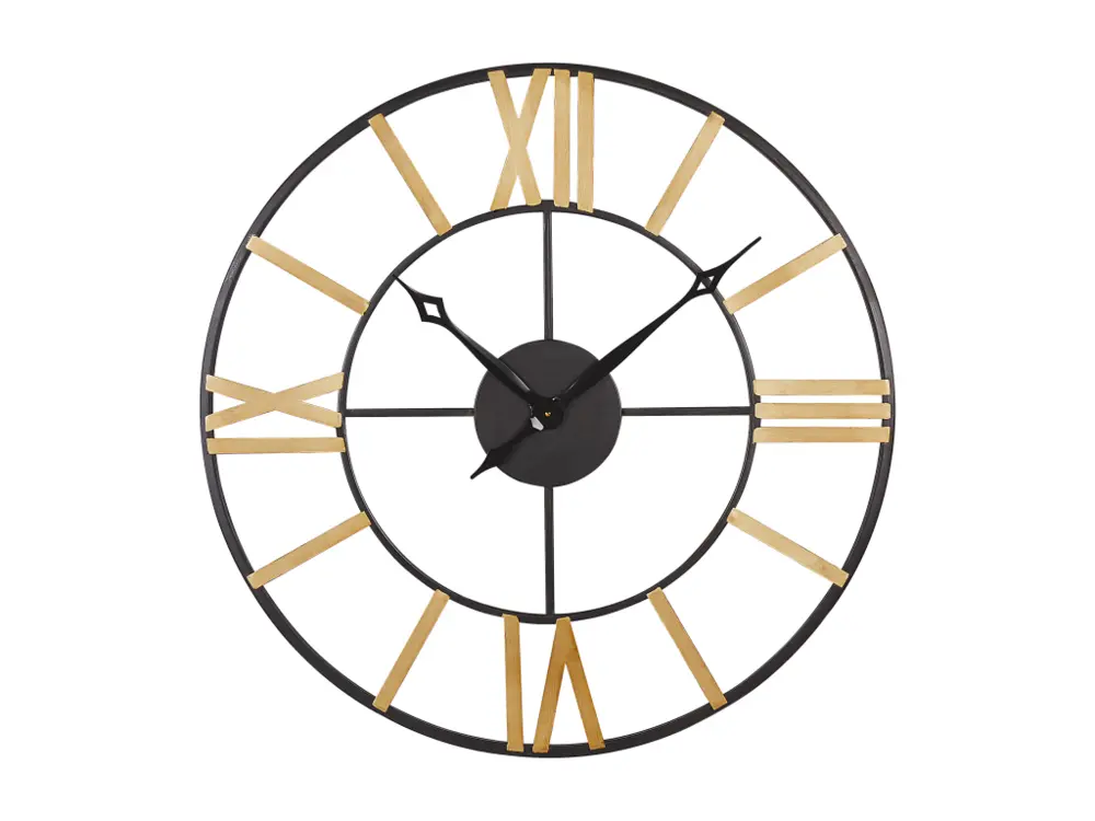 Horloge murale en fer ø 80 cm noir et doré VALSOT