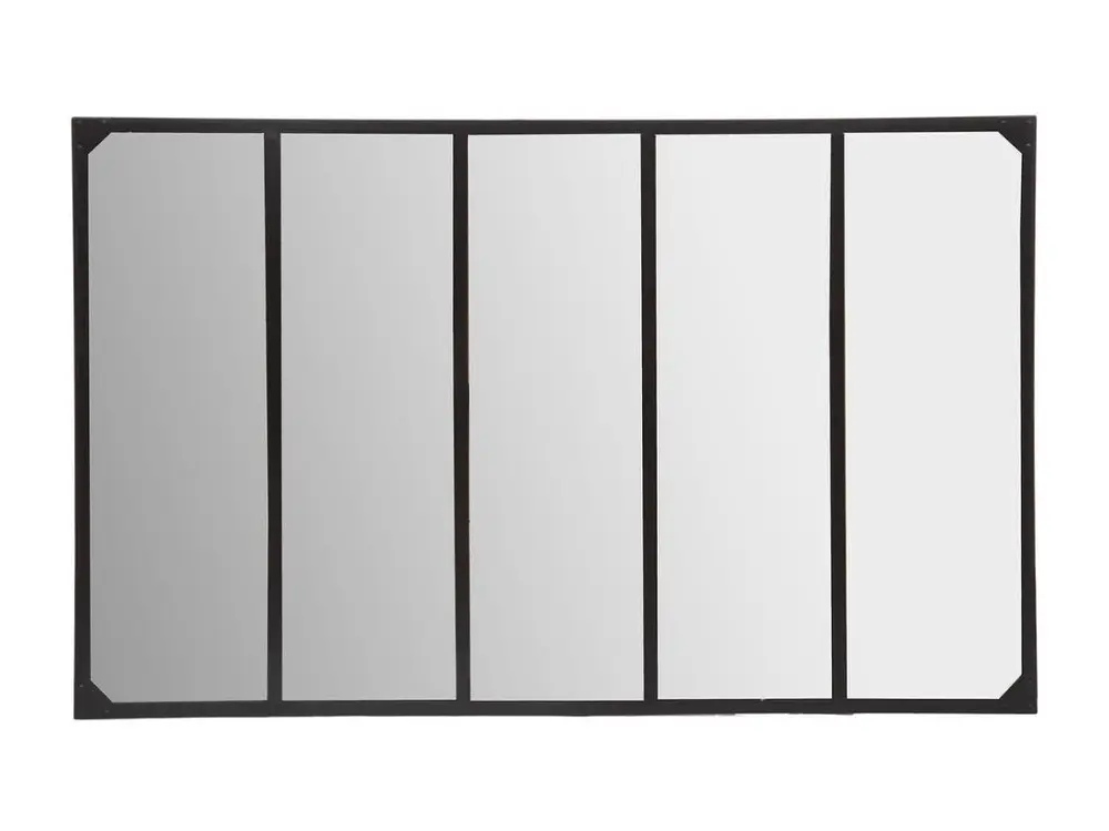 Grand Miroir mural en métal noir 160 x 110 cm style néo-industriel