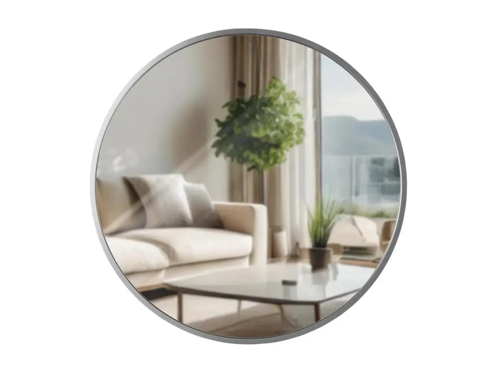 Miroir mural - rond Ø 45 cm - Métal - Argent - Elsie