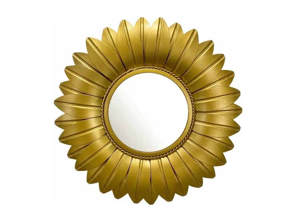 Miroir Murale Métal 60 cm Miroir Mur Couloir Grand Doré Tournesol Rond