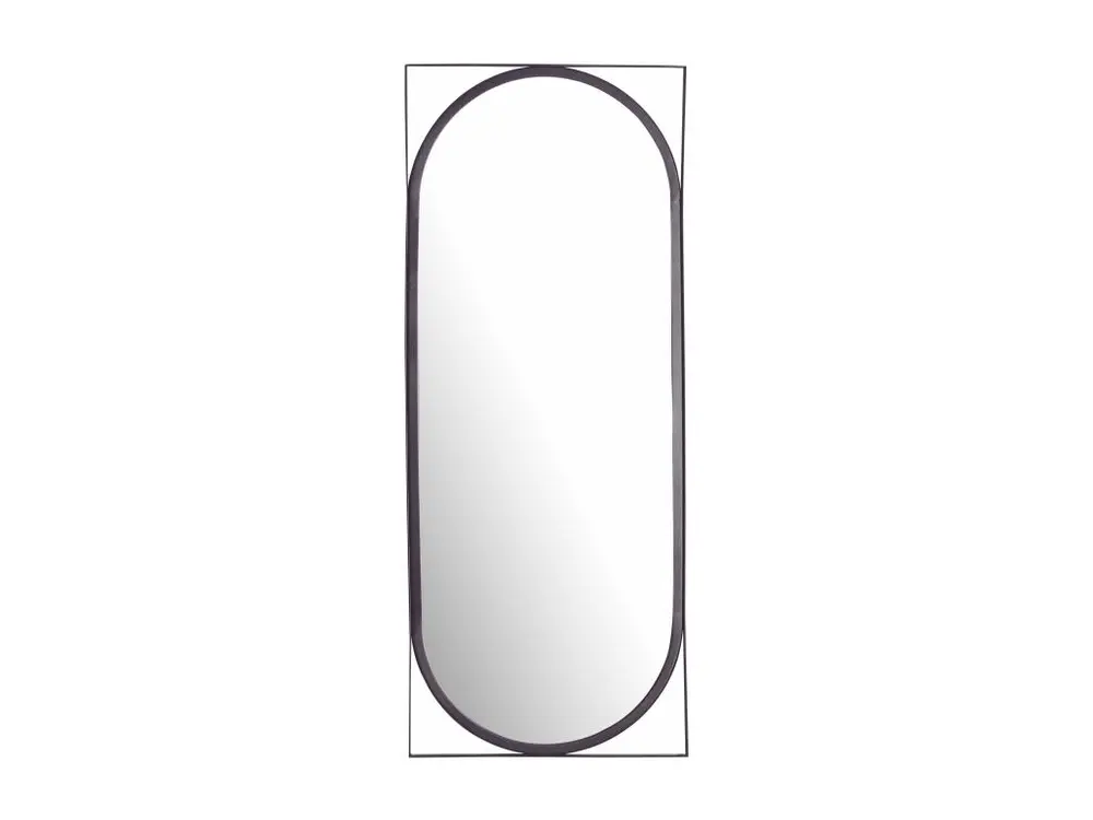 Miroir Murale Métal 37x91 cm Miroir Mur Couloir Grand Moderne Ovale Noir