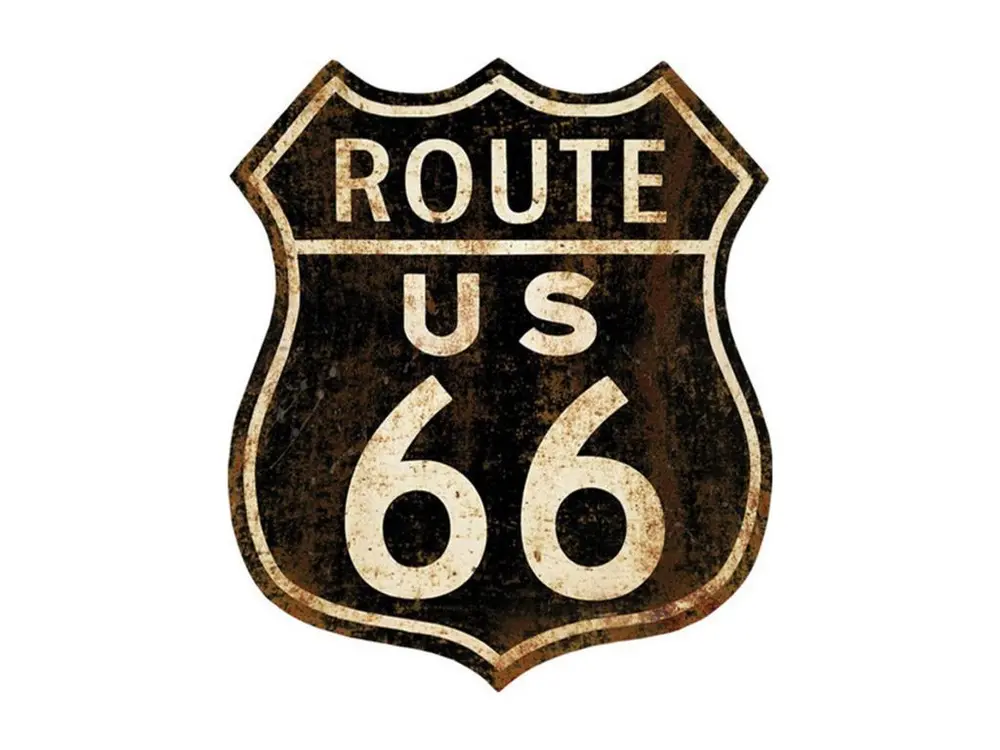 Décoration murale Route US 66 en métal 30 x 35 cm