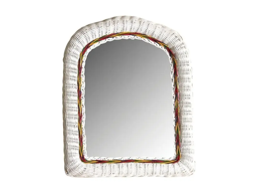 Miroir en moelle de rotin laqué blanc