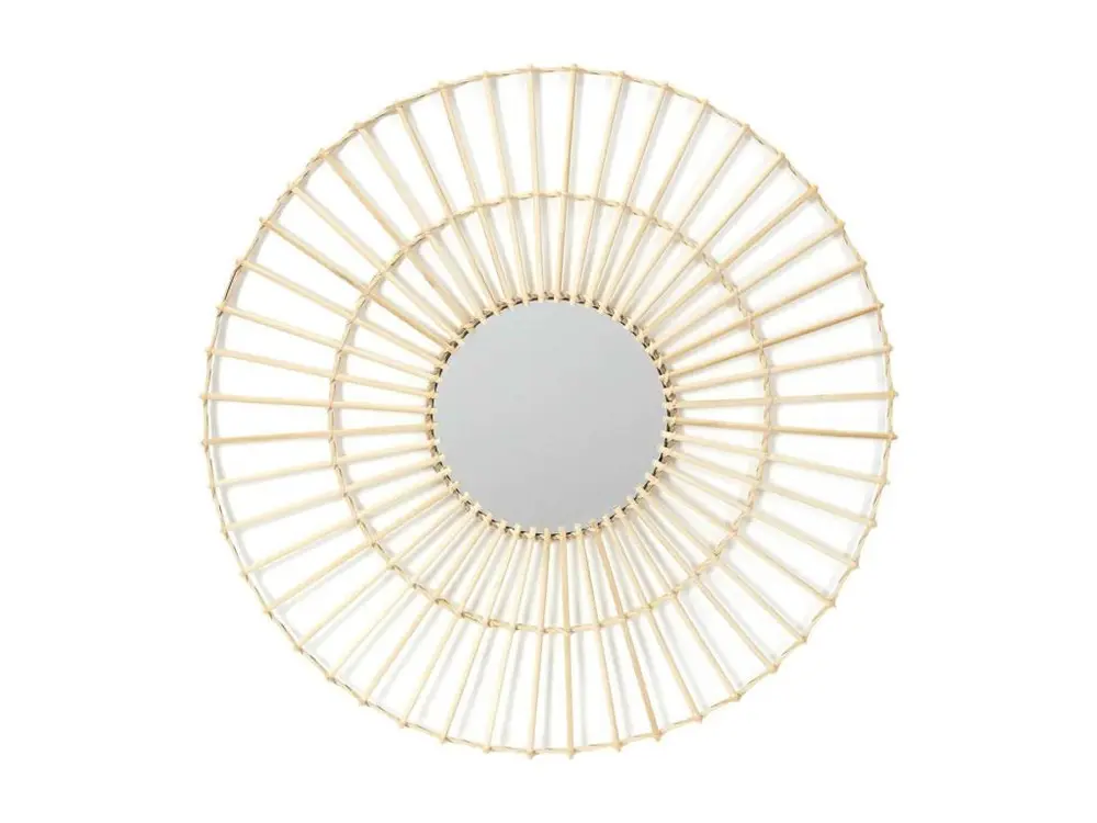 Miroir rond en rotin 75 cm Sun