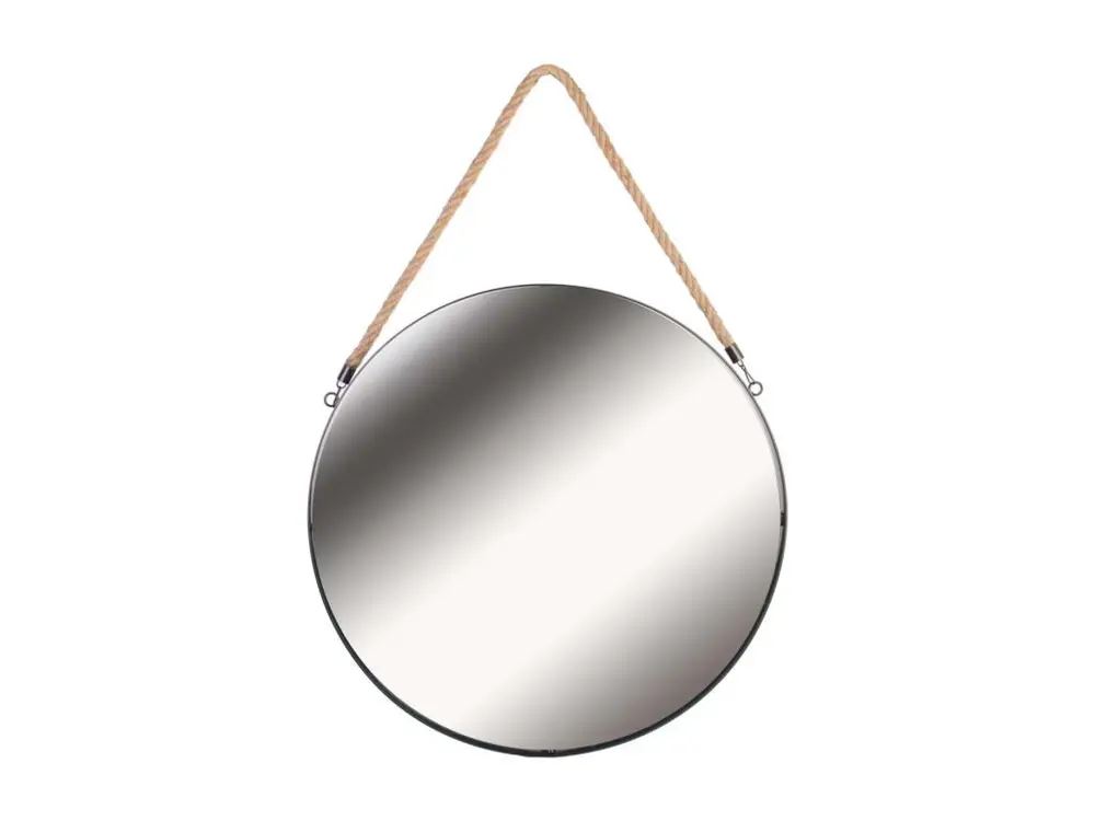 Miroir rond avec anse en jonc 50 cm