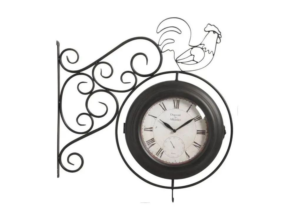 Horloge murale coq double face