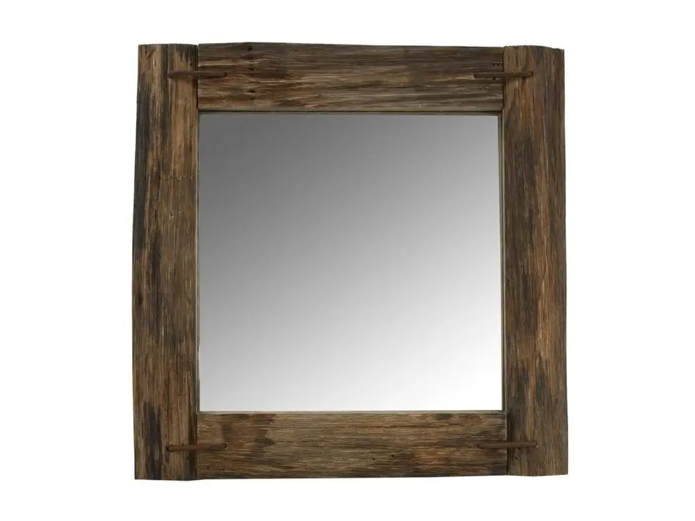 Miroir carré en bois recyclé rustique Carrée