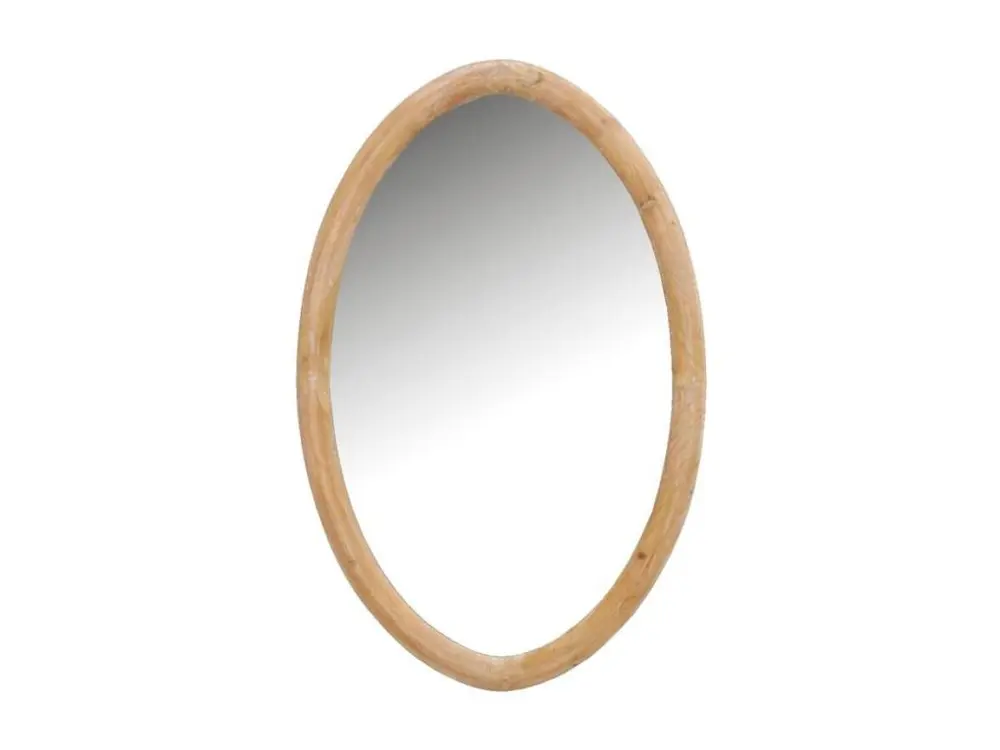 Miroir ovale en bois naturel