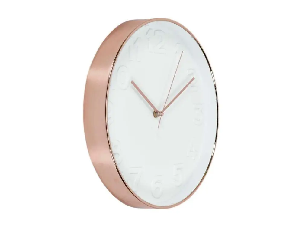 Horloge ronde cuivrée et blanche 30.5 cm