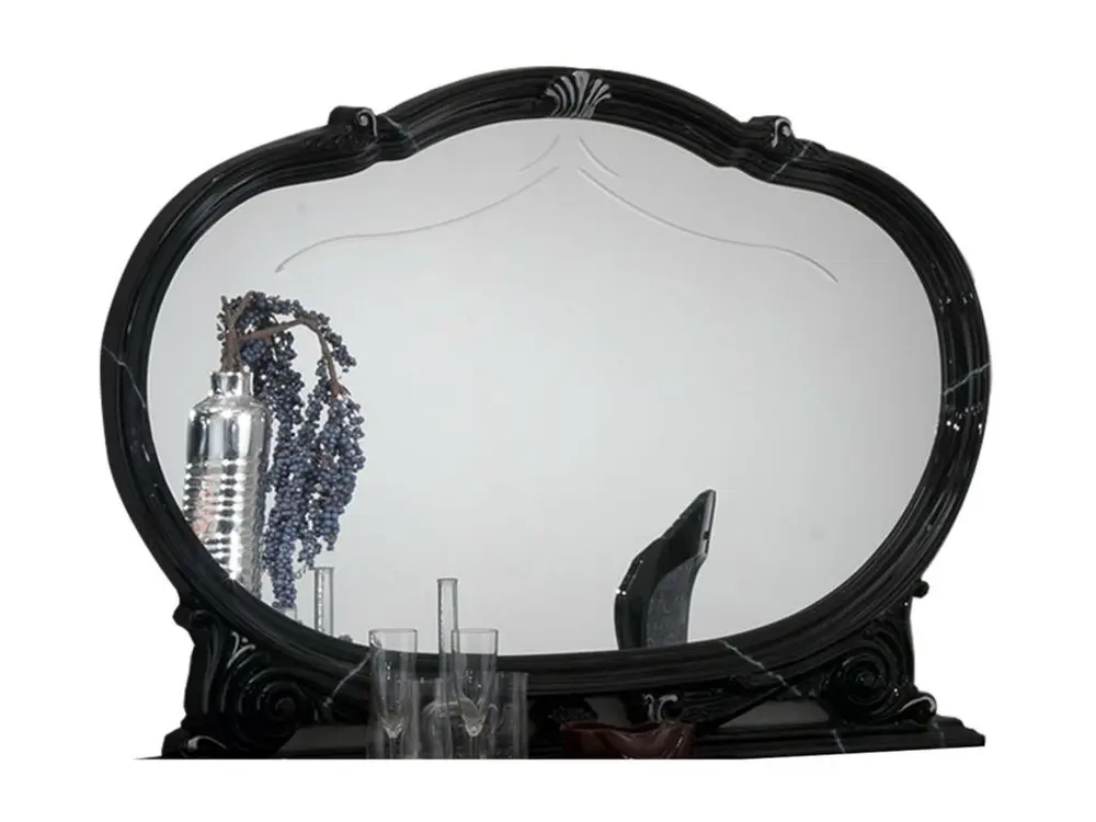 Miroir mural bois vernis laqué brillant noir Venus 130cm