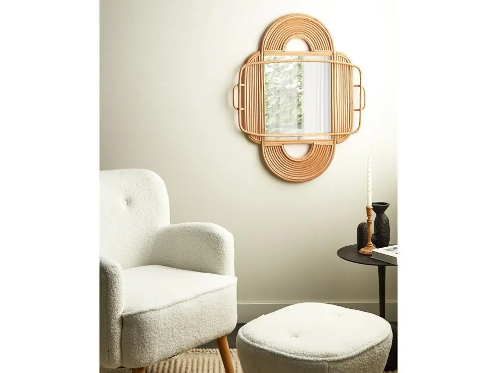 Miroir mural en rotin clair 70 x 90 cm ALCORN