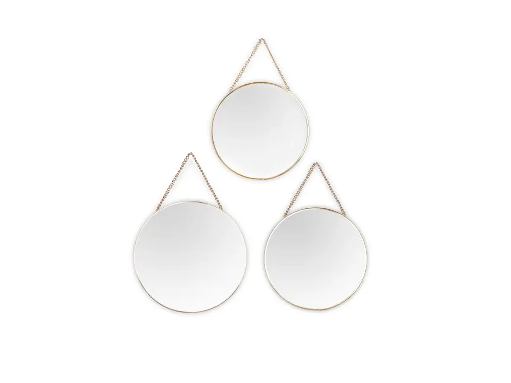 Gloria - Set de 3 miroirs ronds - Or - 35x35cm