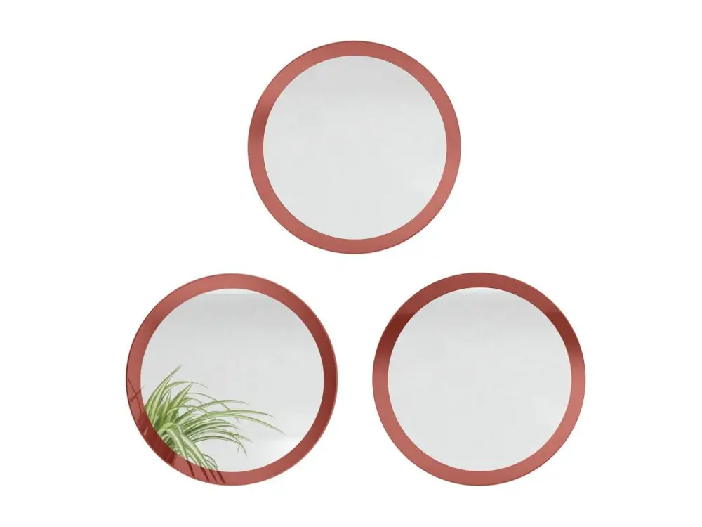 Ensemble De 3 Miroirs 50 Cm Bordeaux Laqués