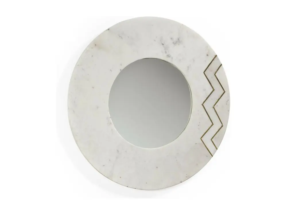 Miroir mural rond marbre blanc Sami