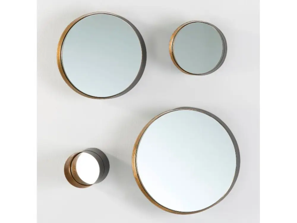 Miroir mural rond métal doré Alma - Lot de 4