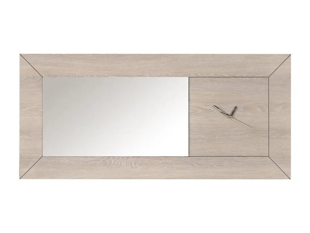 Miroir rectangulaire avec horloge bois de chêne grisé Lima