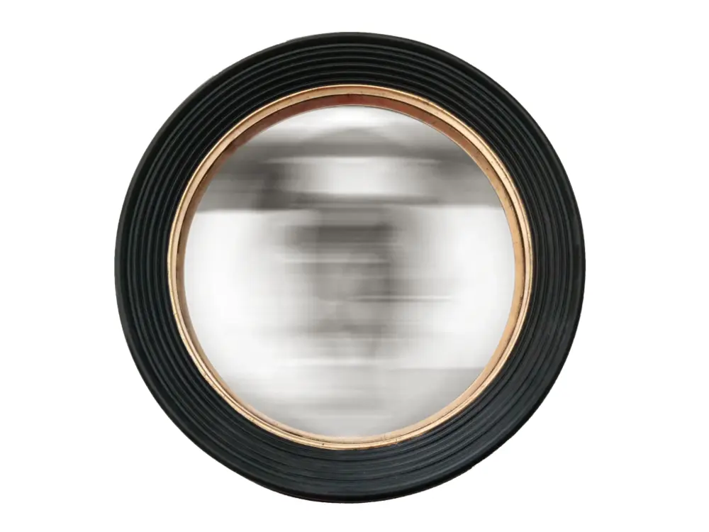 Miroir rond convexe noir et doré 48,5cm