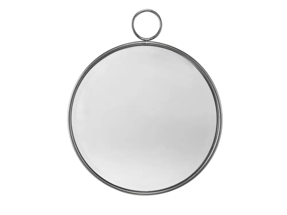 Miroir rond métal argenté avec anneau 62x74cm