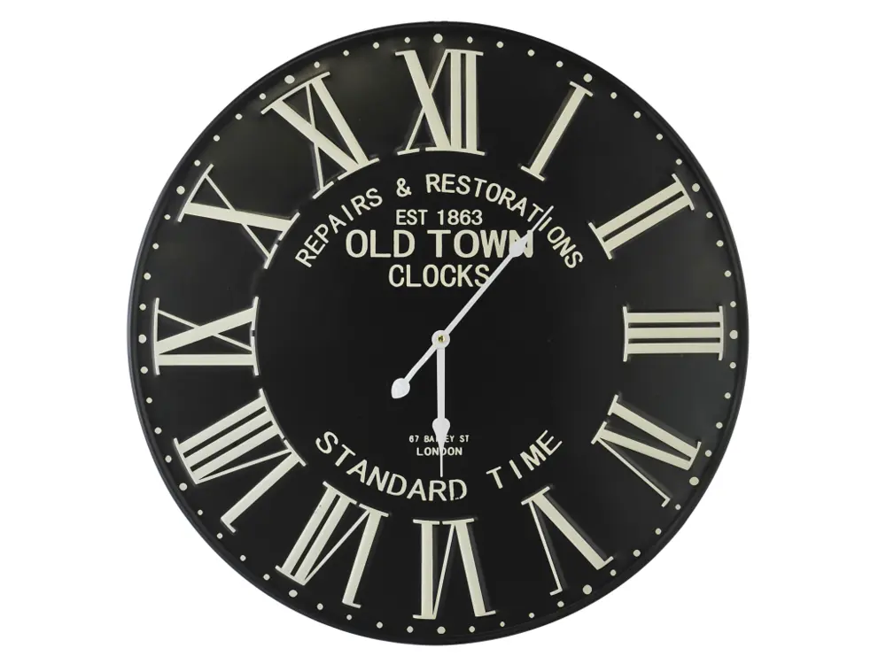 Horloge ronde métal noir 58cm