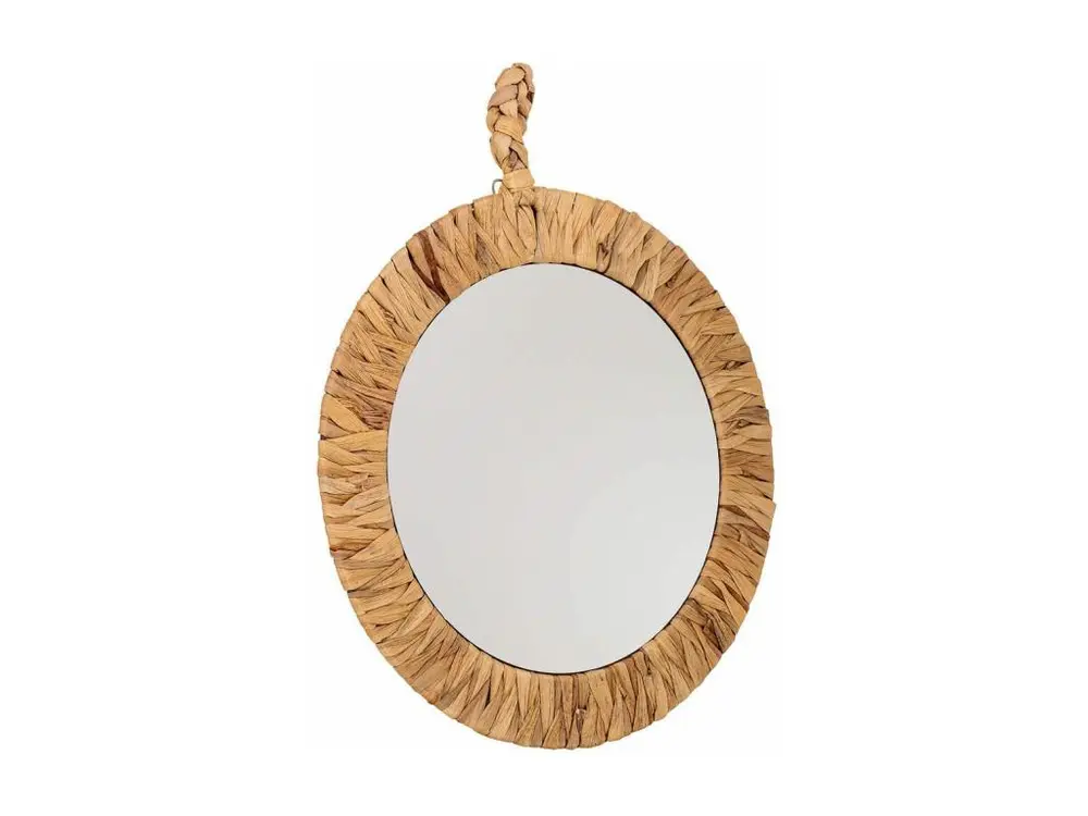 Miroir rond en fibre naturelle marron d35/25x02h