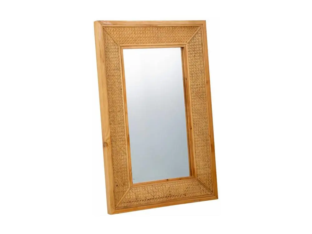 Miroir mural en bois et grille marron 60x04x90h