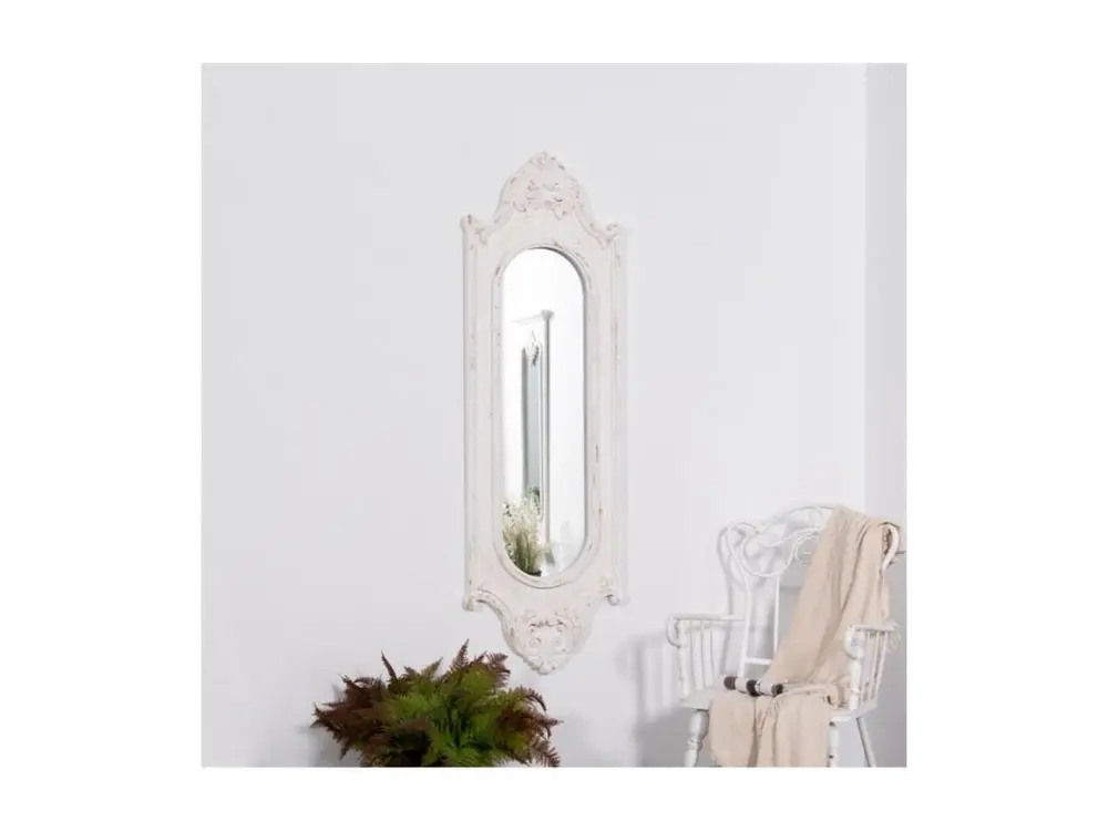 Grand Miroir Bois Blanc 52.5x3.5x162cm - Bois-MDF