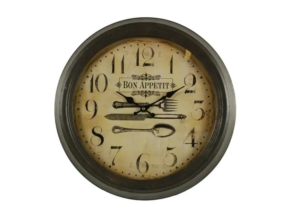 Horloge Ancienne Murale Bon Appétit 47cm - Fer - Blanc