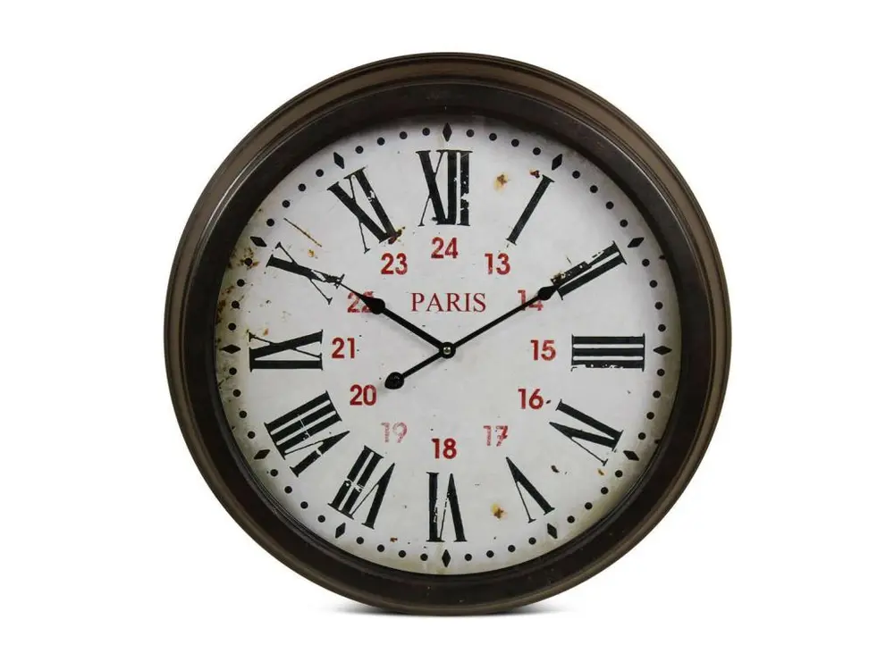 Horloge Ancienne Murale Paris Métal Blanc 58cm