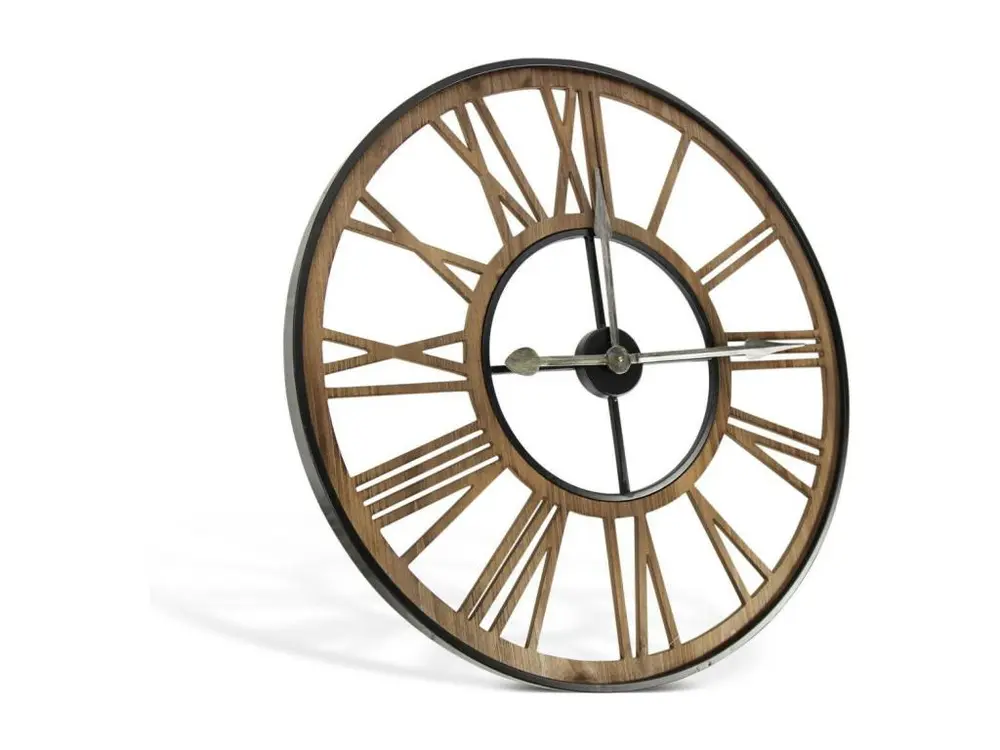 Grande Horloge Ancienne Fer Forge Marron 80x4x80cm - Fer Forgé