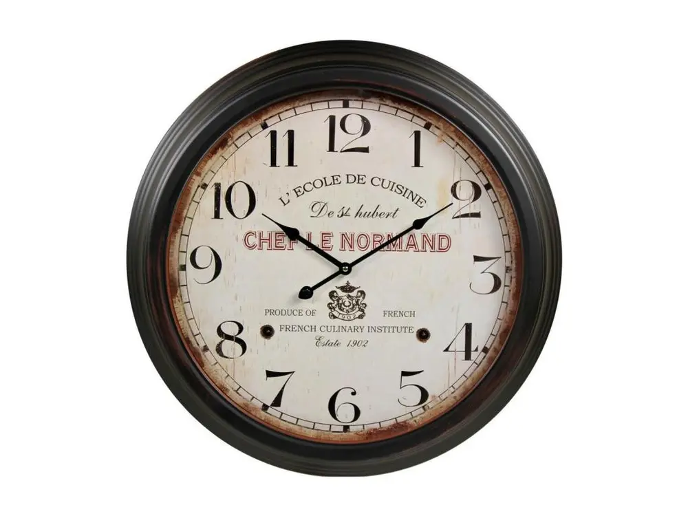 Horloge Ancienne Murale L'Ecole de Cuisine de St Hubert Métal Blanc 58cm